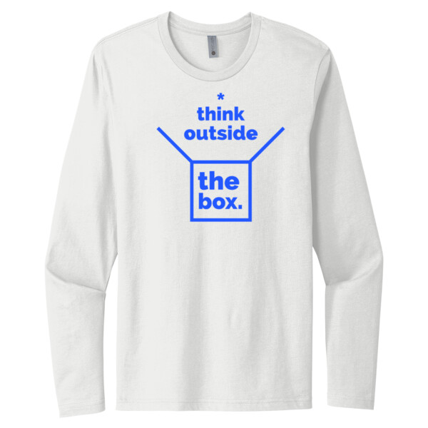 Think Outside the Box (Royal) - Unisex Premium Cotton Long Sleeve T-Shirt Thumbnail