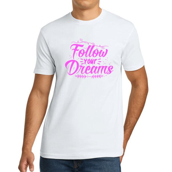 Follow Your Dreams (Pink) - Unisex Premium Cotton T-Shirt Thumbnail