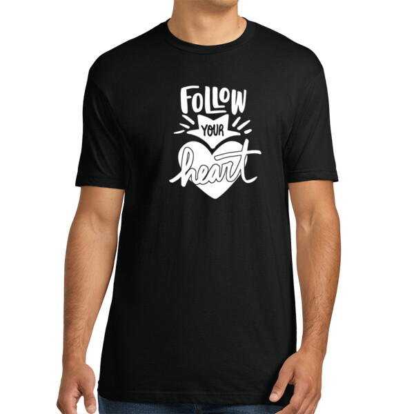 Follow Your Heart (White) - Unisex Premium Cotton T-Shirt Thumbnail