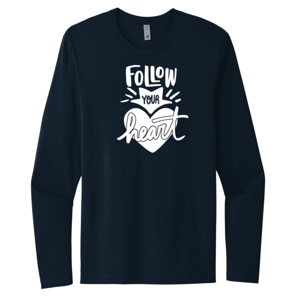 Follow Your Heart (White) - Unisex Premium Cotton Long Sleeve T-Shirt Thumbnail