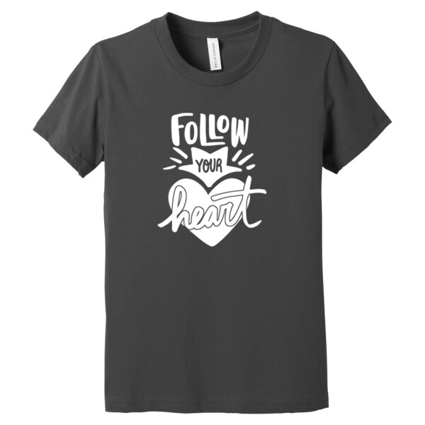 Follow Your Heart (White) - Youth Premium Cotton T-Shirt Thumbnail