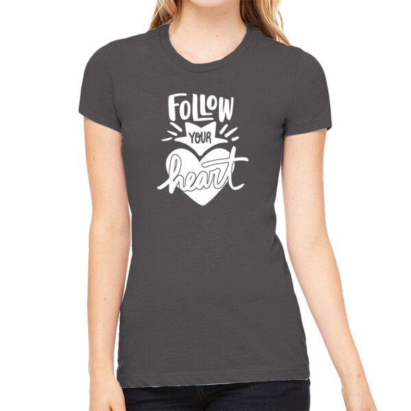Follow Your Heart (White) - Women's Premium Cotton Slim Fit T-SHirt Thumbnail