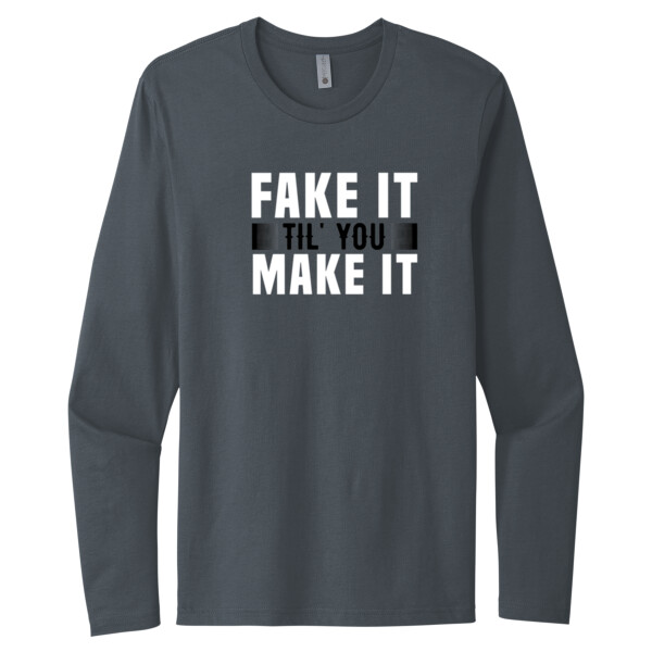 Fake It Make It (White) - Unisex Premium Cotton Long Sleeve T-Shirt Thumbnail