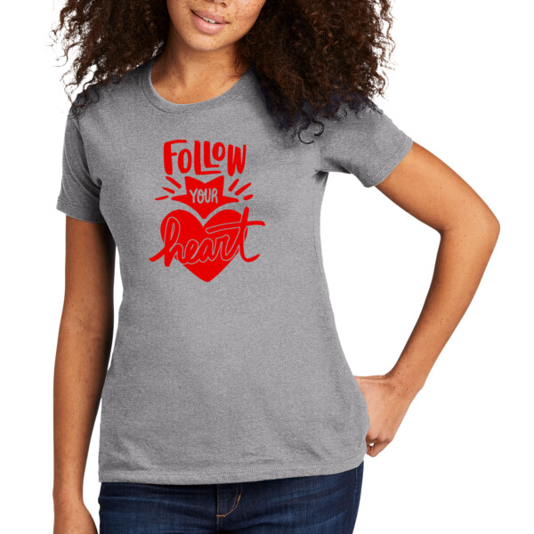 Follow Your Heart (Red) - Women's Premium Cotton T-Shirt Thumbnail
