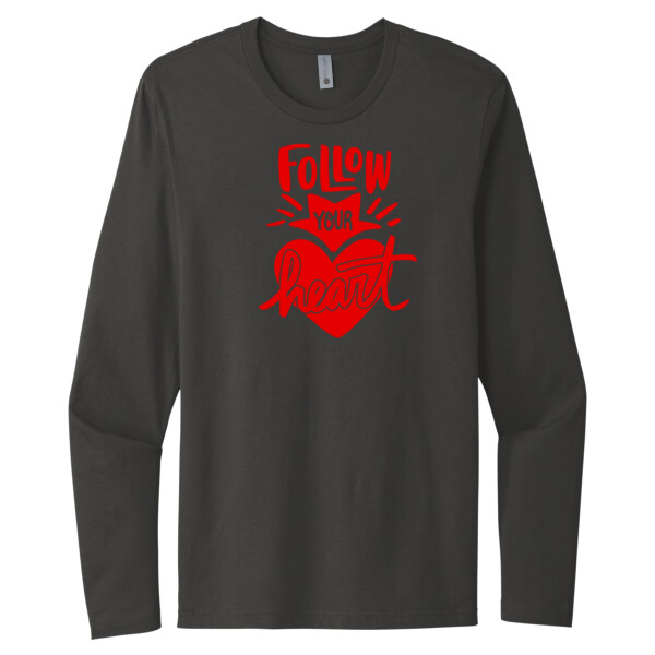 Follow Your Heart (Red) - Unisex Premium Cotton Long Sleeve T-Shirt Thumbnail