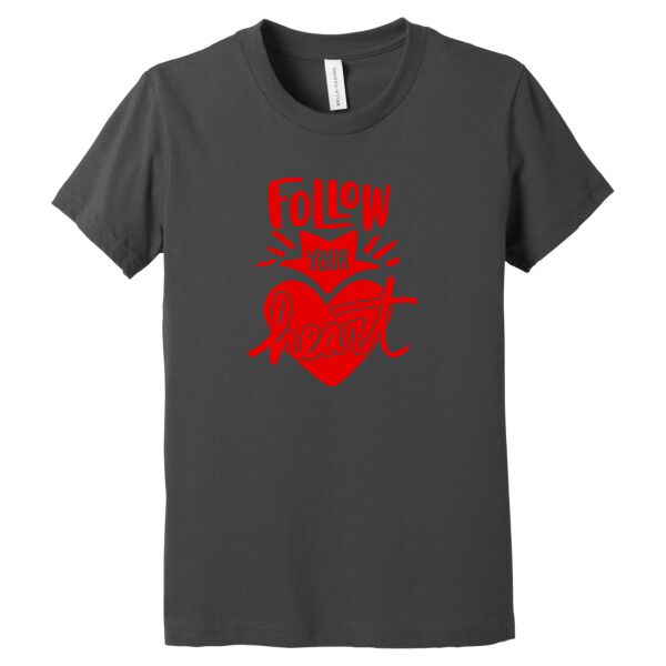 Follow Your Heart (Red) - Youth Premium Cotton T-Shirt Thumbnail