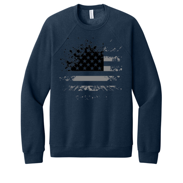 Distressed Flag (Black Grey) - Unisex Premium Fleece Crew Sweatshirt Thumbnail