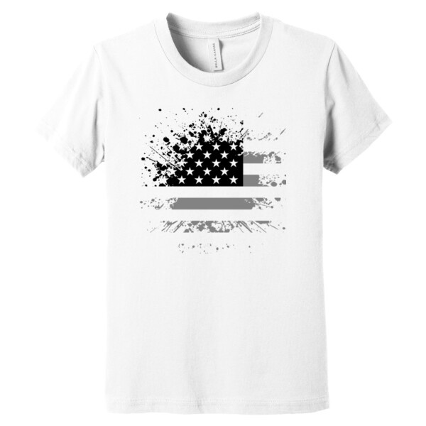 Distressed Flag (Black Grey) - Youth Premium Cotton T-Shirt Thumbnail