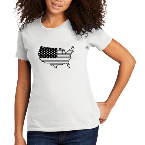 USA Map (Grey Black) - Women's Premium Cotton T-Shirt Thumbnail