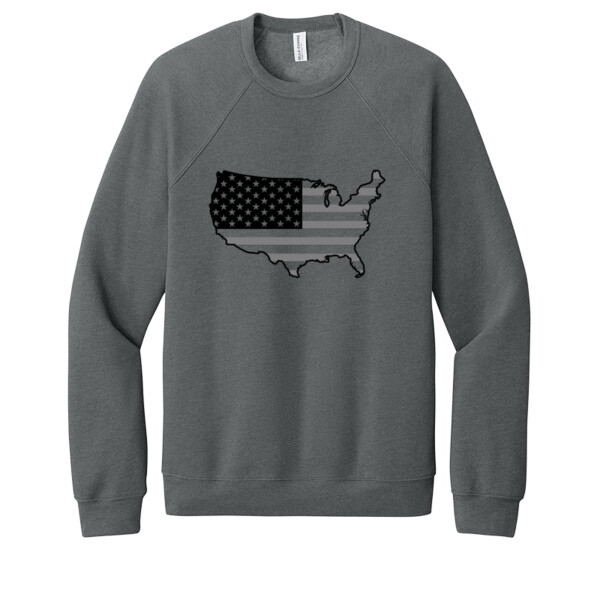 USA Map (Grey Black) - Unisex Premium Fleece Crew Sweatshirt Thumbnail