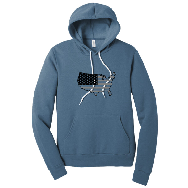 USA Map (Grey Black) - Unisex Premium Fleece Pullover Hoodie Thumbnail