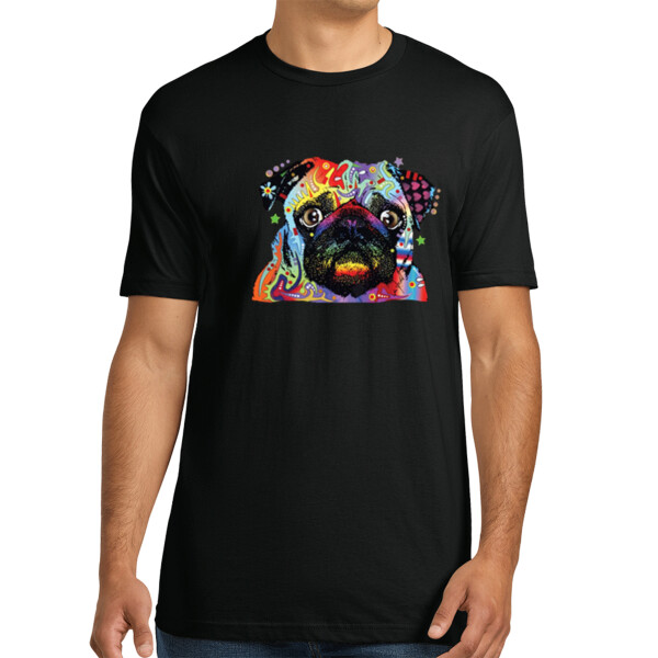 Neon Pug - Unisex Premium Cotton T-Shirt Thumbnail