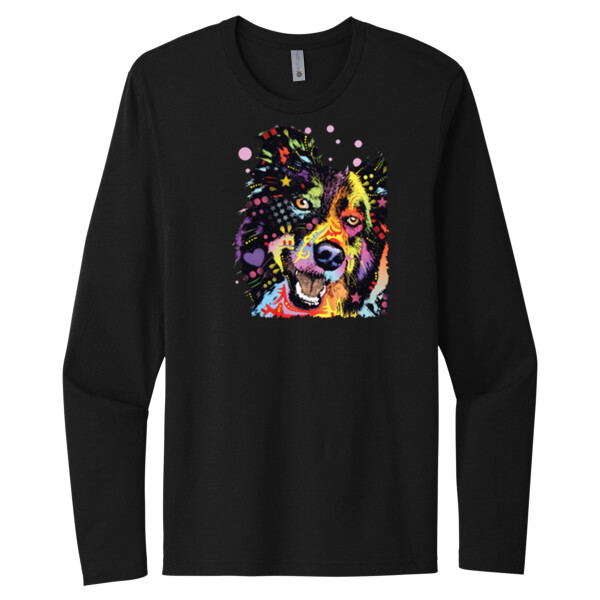 Neon Border Collie - Unisex Premium Cotton Long Sleeve T-Shirt Thumbnail