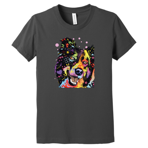 Neon Border Collie - Youth Premium Cotton T-Shirt Thumbnail