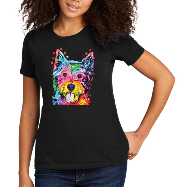 Neon Westie - Women's Premium Cotton T-Shirt Thumbnail