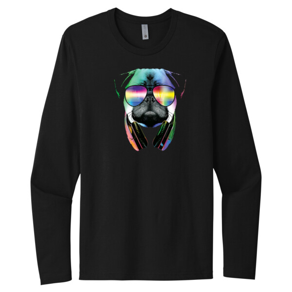 Neon Pug DJ - Unisex Premium Cotton Long Sleeve T-Shirt Thumbnail