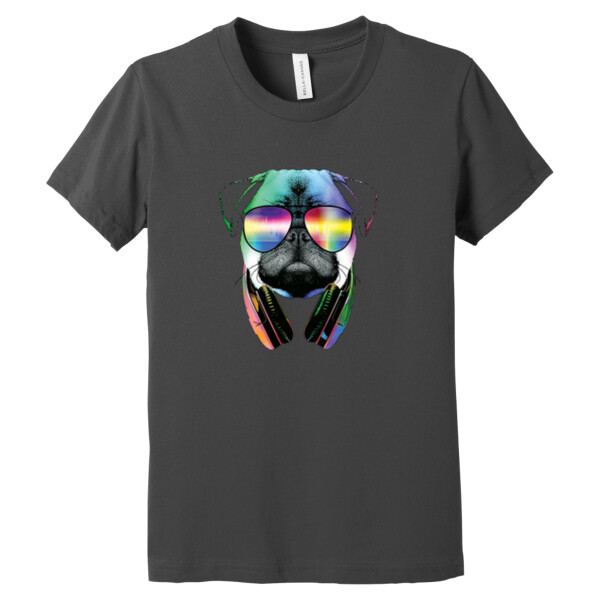 Neon Pug DJ - Youth Premium Cotton T-Shirt Thumbnail