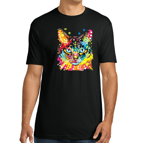 Neon Cat - Unisex Premium Cotton T-Shirt Thumbnail