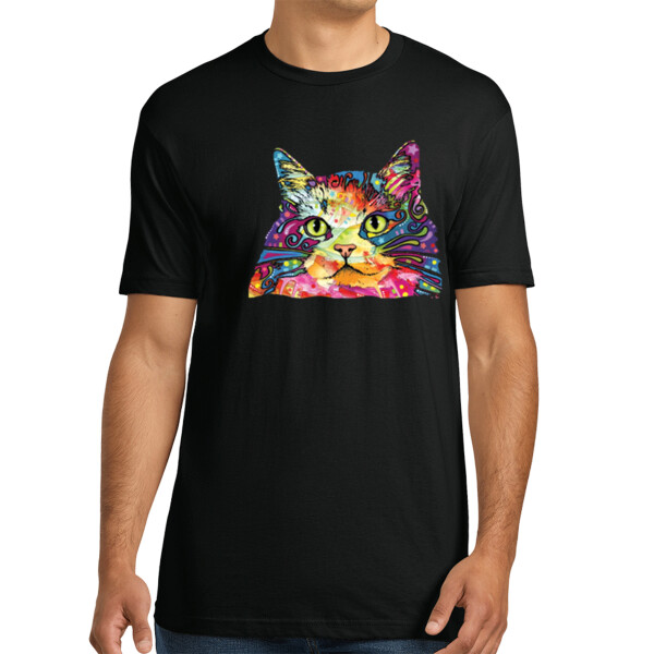 Neon Cat 2 - Unisex Premium Cotton T-Shirt Thumbnail