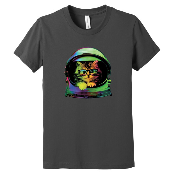 Neon Space Kitty - Youth Premium Cotton T-Shirt Thumbnail