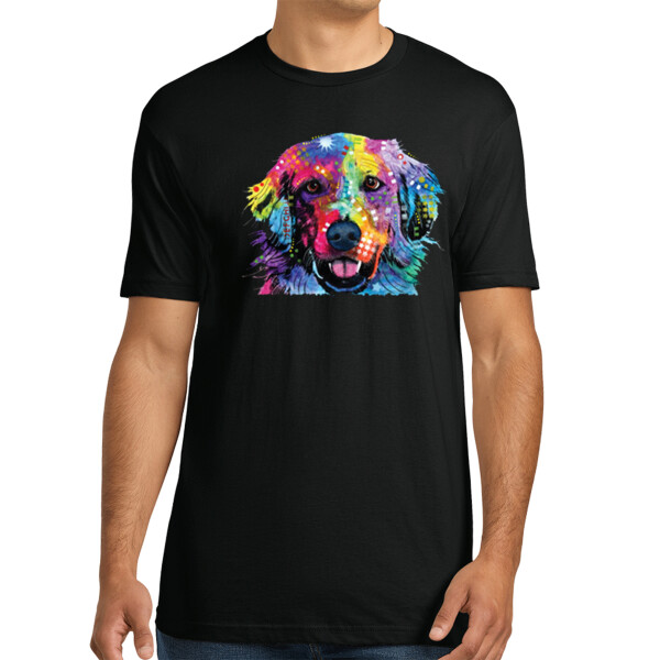 Neon Golden Retriever - Unisex Premium Cotton T-Shirt Thumbnail