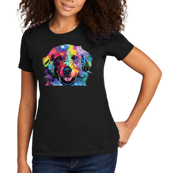 Neon Golden Retriever - Women's Premium Cotton T-Shirt Thumbnail