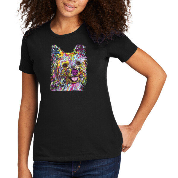 Neon Yorkie - Women's Premium Cotton T-Shirt Thumbnail
