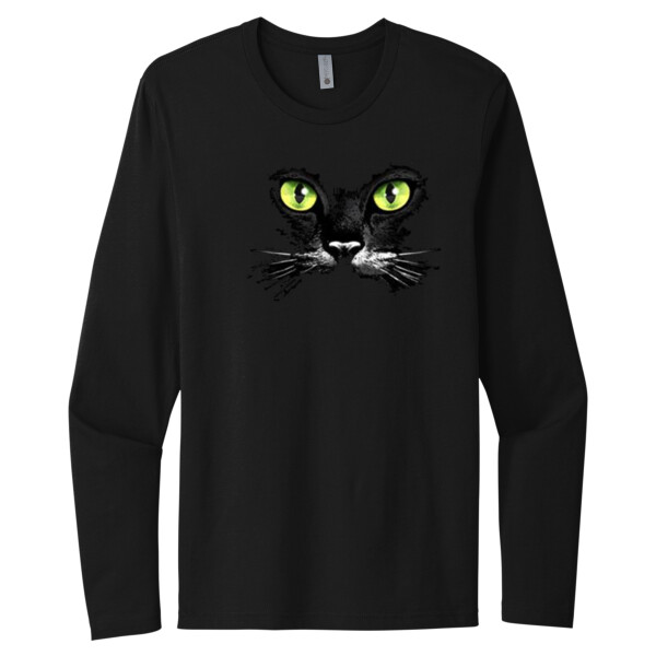 Cat Face - Unisex Premium Cotton Long Sleeve T-Shirt Thumbnail