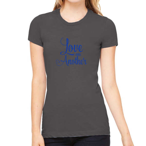Love One Another Royal - Women's Premium Cotton Slim Fit T-SHirt Thumbnail