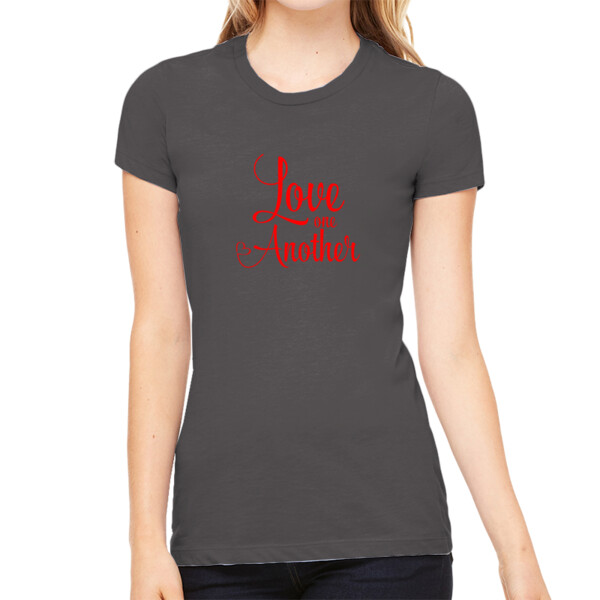 Love One Another Red - Women's Premium Cotton Slim Fit T-SHirt Thumbnail