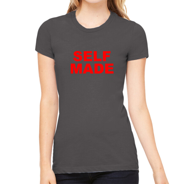 Self Made Red - Women's Premium Cotton Slim Fit T-SHirt Thumbnail