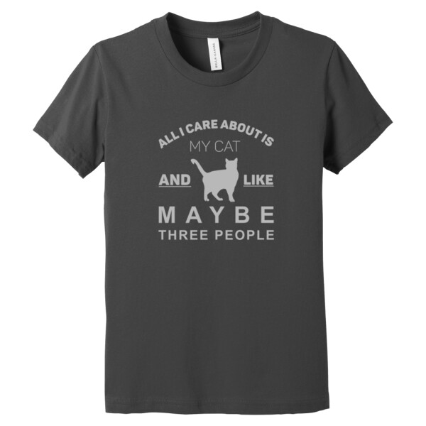 AlI I Care About Is My Cat Gray - Youth Premium Cotton T-Shirt Thumbnail