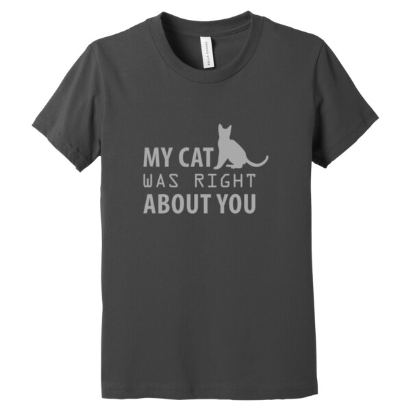 My Cat Was Right About You Gray - Youth Premium Cotton T-Shirt Thumbnail