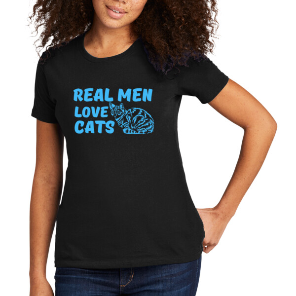 Real Men Love Cats Carolina Blue - Women's Premium Cotton T-Shirt Thumbnail