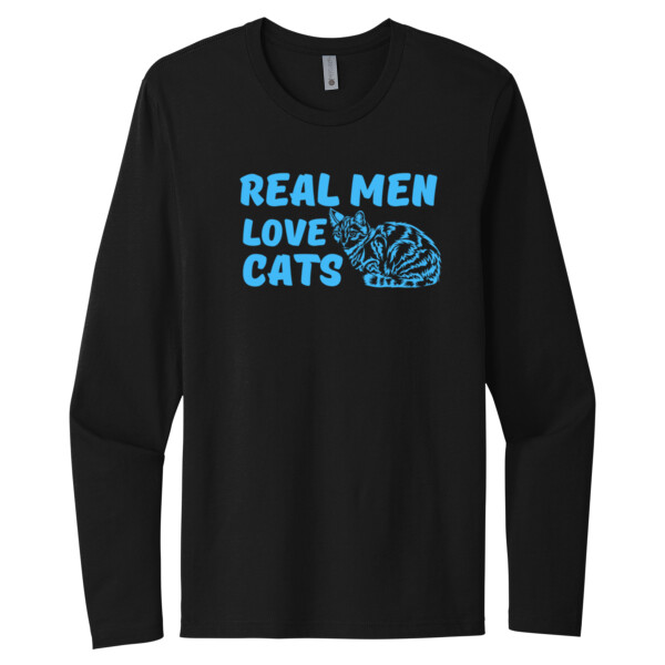 Real Men Love Cats Carolina Blue - Unisex Premium Cotton Long Sleeve T-Shirt Thumbnail