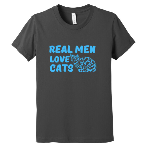 Real Men Love Cats Carolina Blue - Youth Premium Cotton T-Shirt Thumbnail
