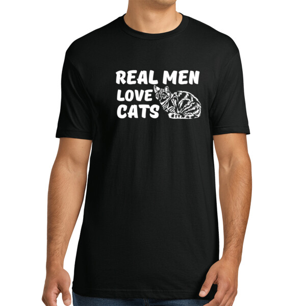 Real Men Love Cats White - Unisex Premium Cotton T-Shirt Thumbnail