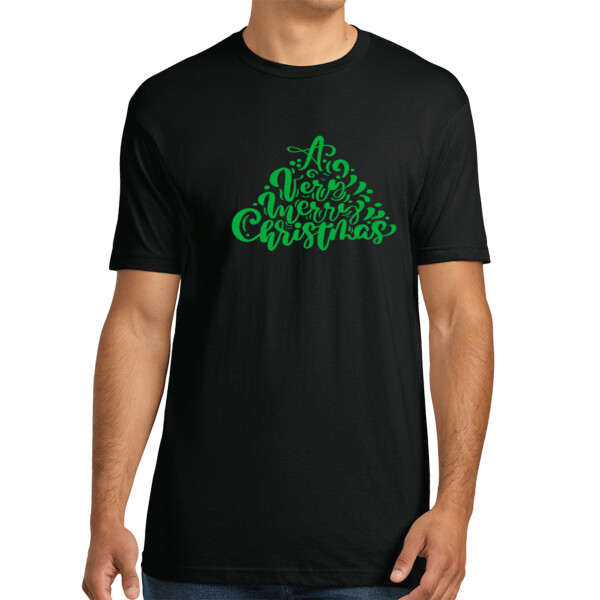 A Very Merry Christmas Green - Unisex Premium Cotton T-Shirt Thumbnail