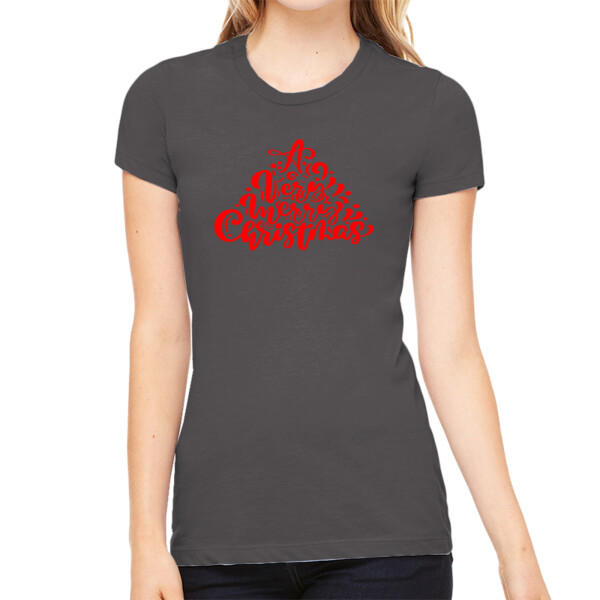 A Very Merry Christmas Red - Women's Premium Cotton Slim Fit T-SHirt Thumbnail