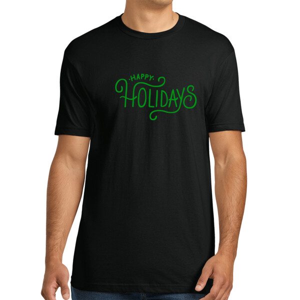 Happy Holidays Green - Unisex Premium Cotton T-Shirt Thumbnail