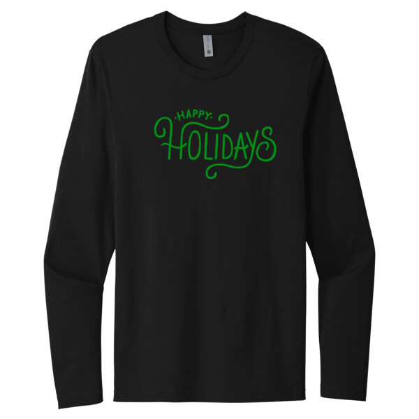 Happy Holidays Green - Unisex Premium Cotton Long Sleeve T-Shirt Thumbnail
