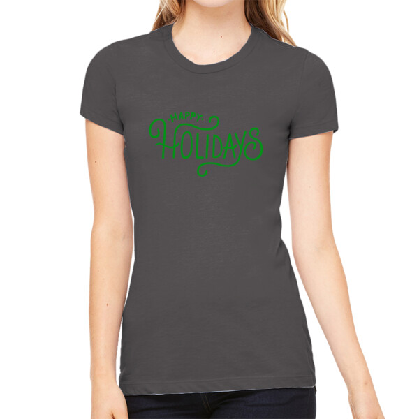 Happy Holidays Green - Women's Premium Cotton Slim Fit T-SHirt Thumbnail