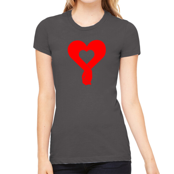 Heart Hands Red - Women's Premium Cotton Slim Fit T-SHirt Thumbnail