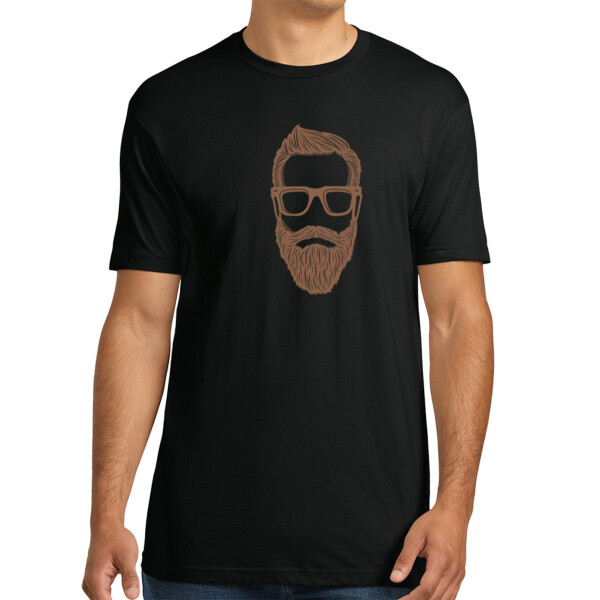 Hipster Beard 1 Brown - Unisex Premium Cotton T-Shirt Thumbnail