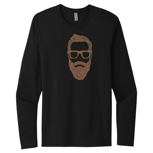 Hipster Beard 1 Brown - Unisex Premium Cotton Long Sleeve T-Shirt Thumbnail