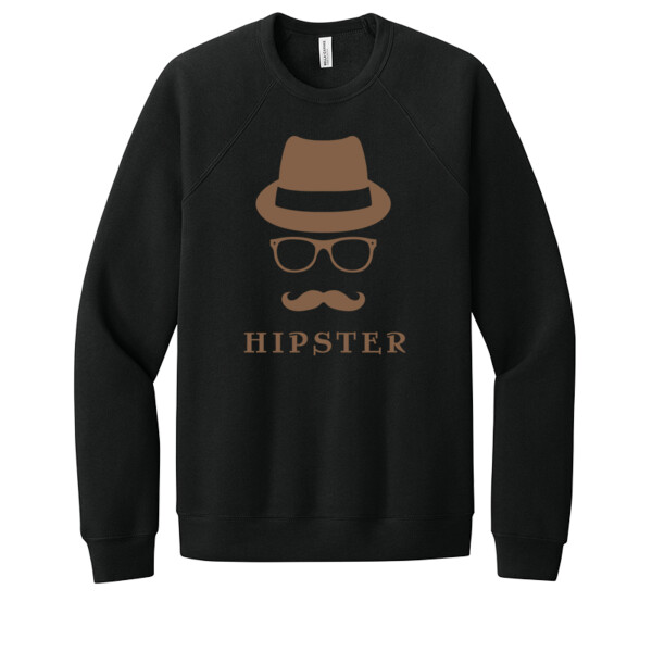 Hipster Head With Hat Brown - Unisex Premium Fleece Crew Sweatshirt Thumbnail