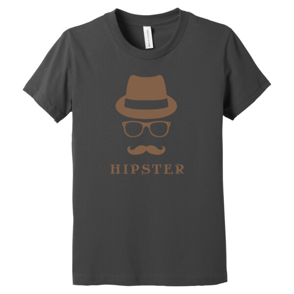 Hipster Head With Hat Brown - Youth Premium Cotton T-Shirt Thumbnail