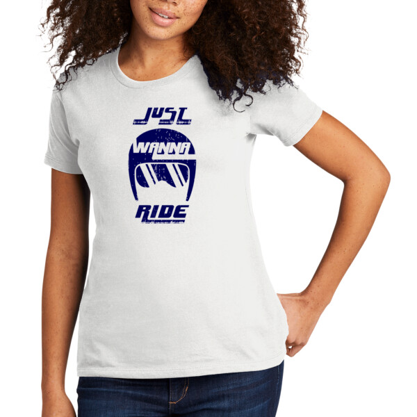 Just Wanna Ride Navy - Women's Premium Cotton T-Shirt Thumbnail