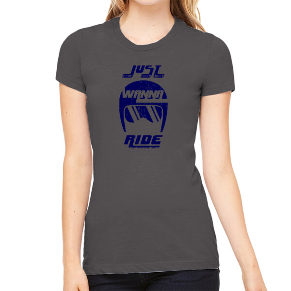 Just Wanna Ride Navy - Women's Premium Cotton Slim Fit T-SHirt Thumbnail