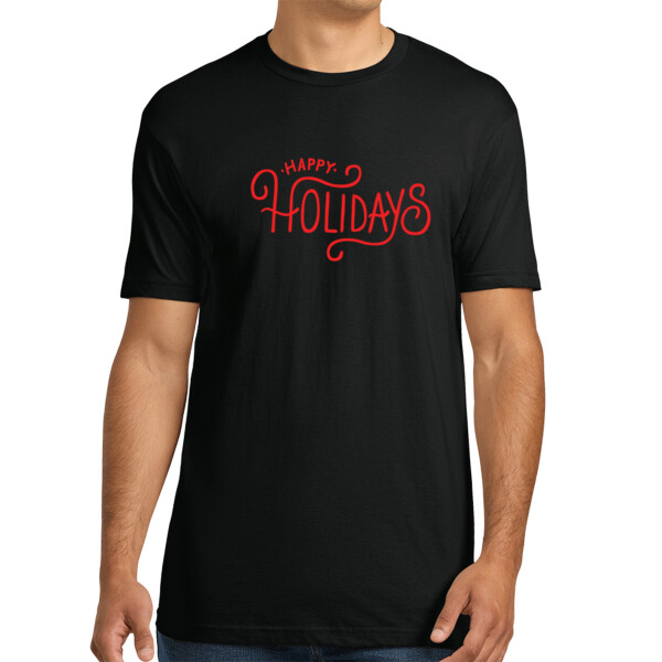 Happy Holidays Red - Unisex Premium Cotton T-Shirt Thumbnail